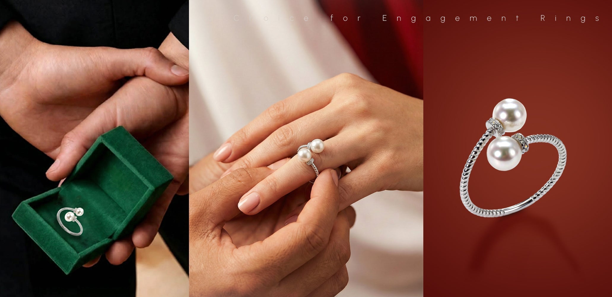 Elegant Dual Pearl Adjustable Ring as a Choice for Engagement Rings