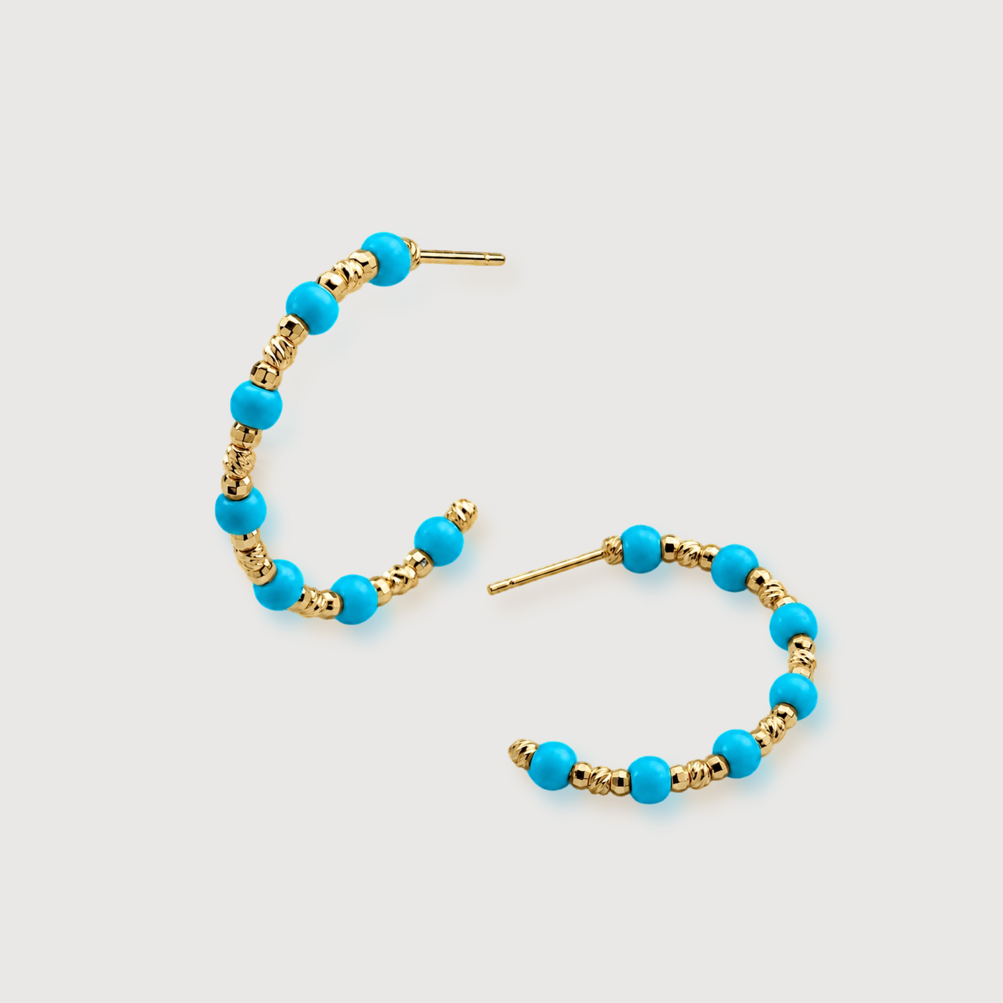 Turquoise Beaded Hoops