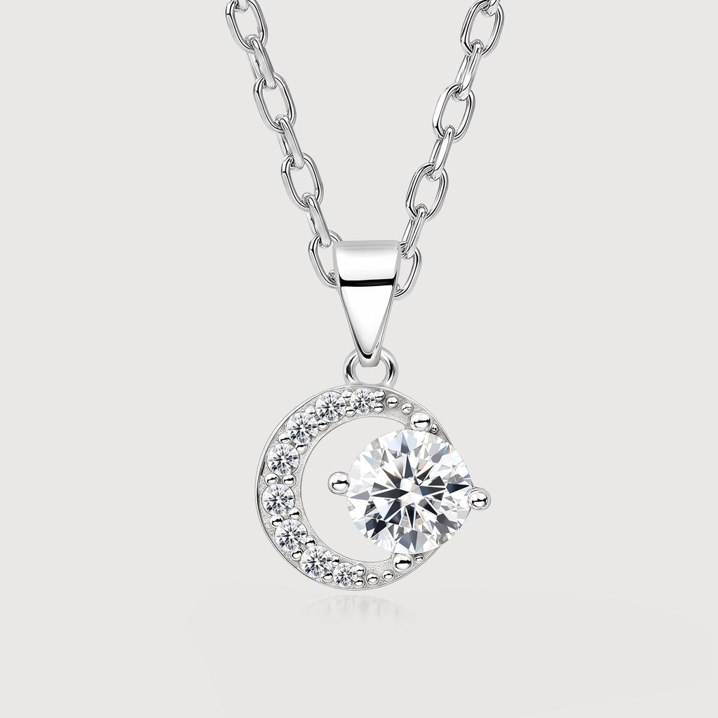 Silver Moon Pendant Necklace