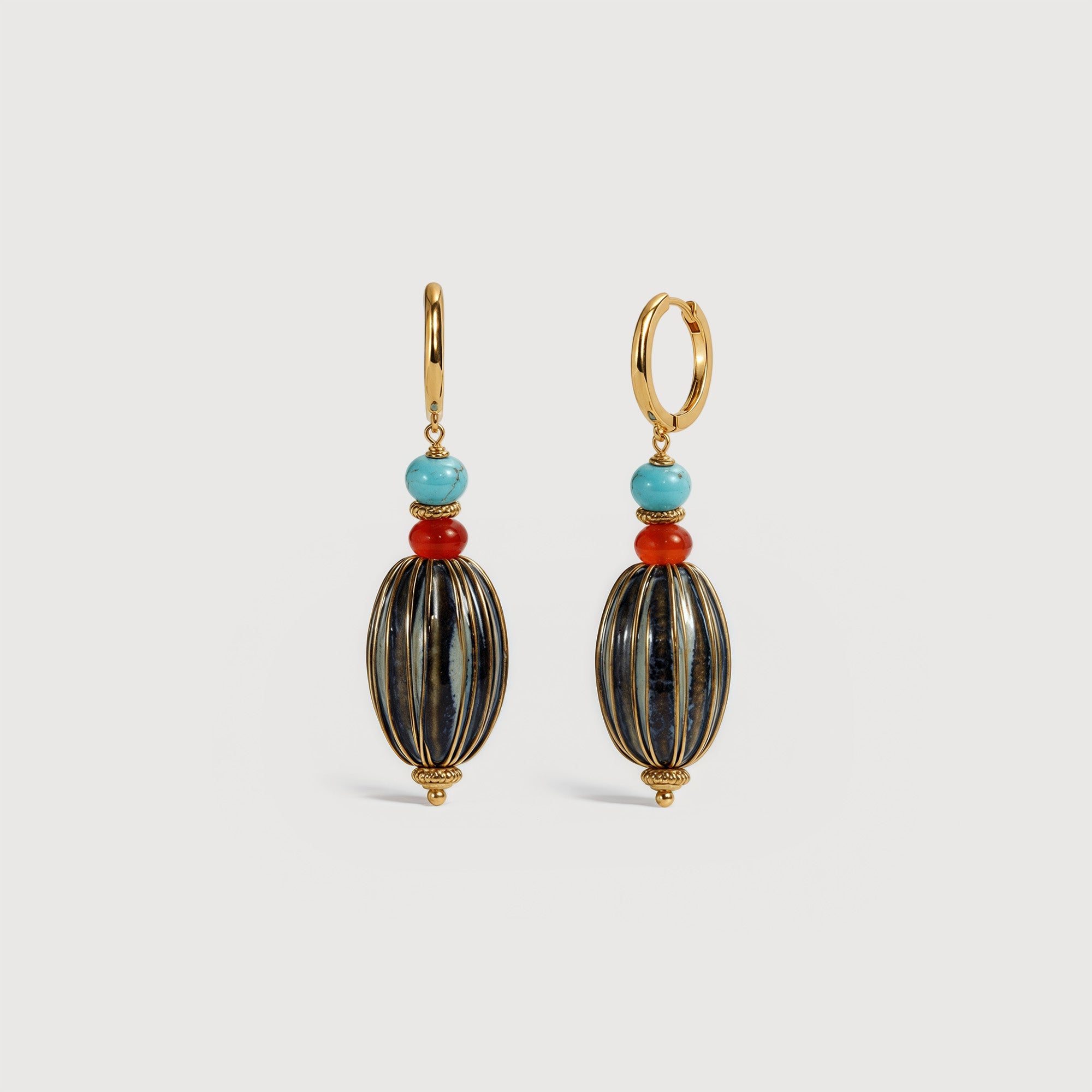 Turquoise Drop Hoops