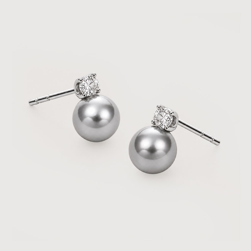 Grey Pearl Zircon Studs