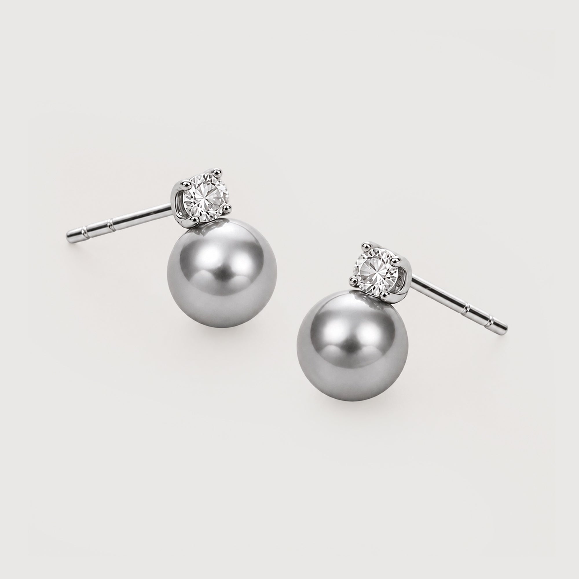 Grey Pearl Zircon Studs