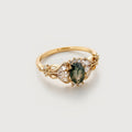 Moss Agate Halo Ring