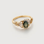 Moss Agate Halo Ring