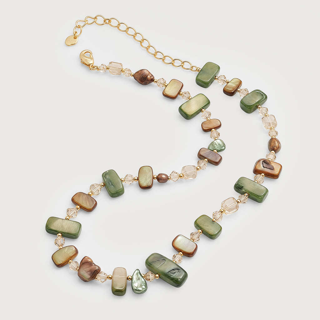 Golden Pearl Gem Necklace