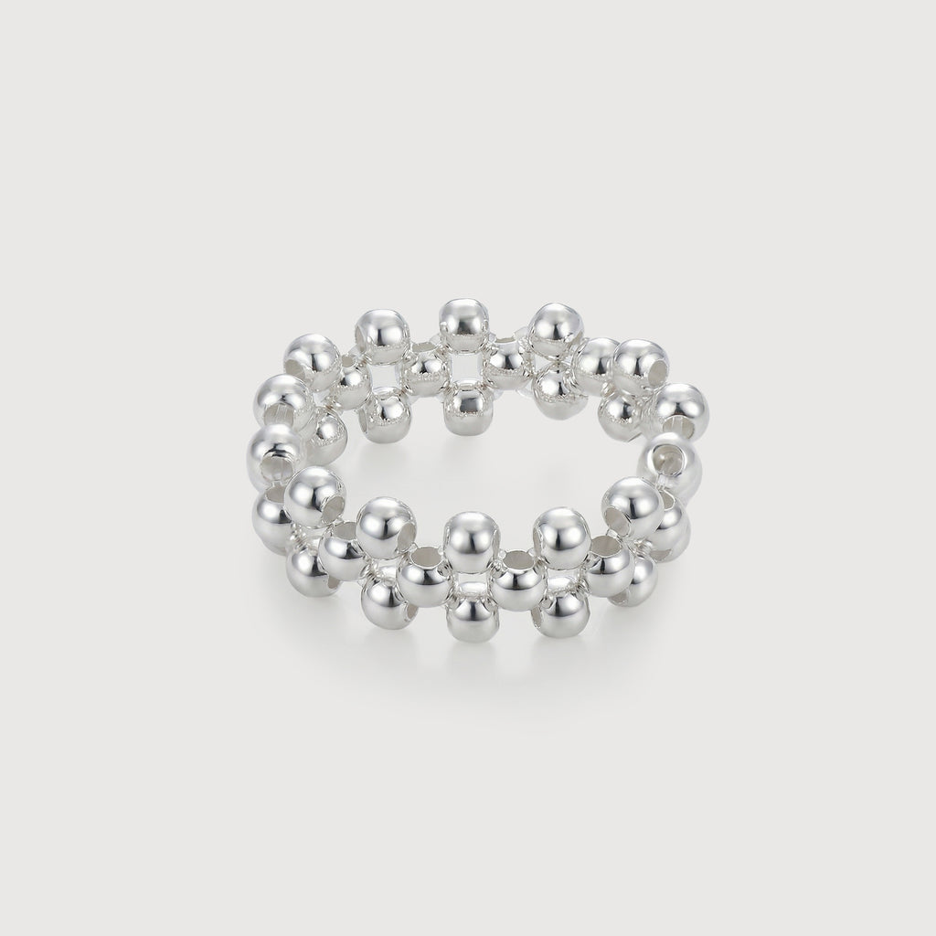 Silver Bead Open Ring