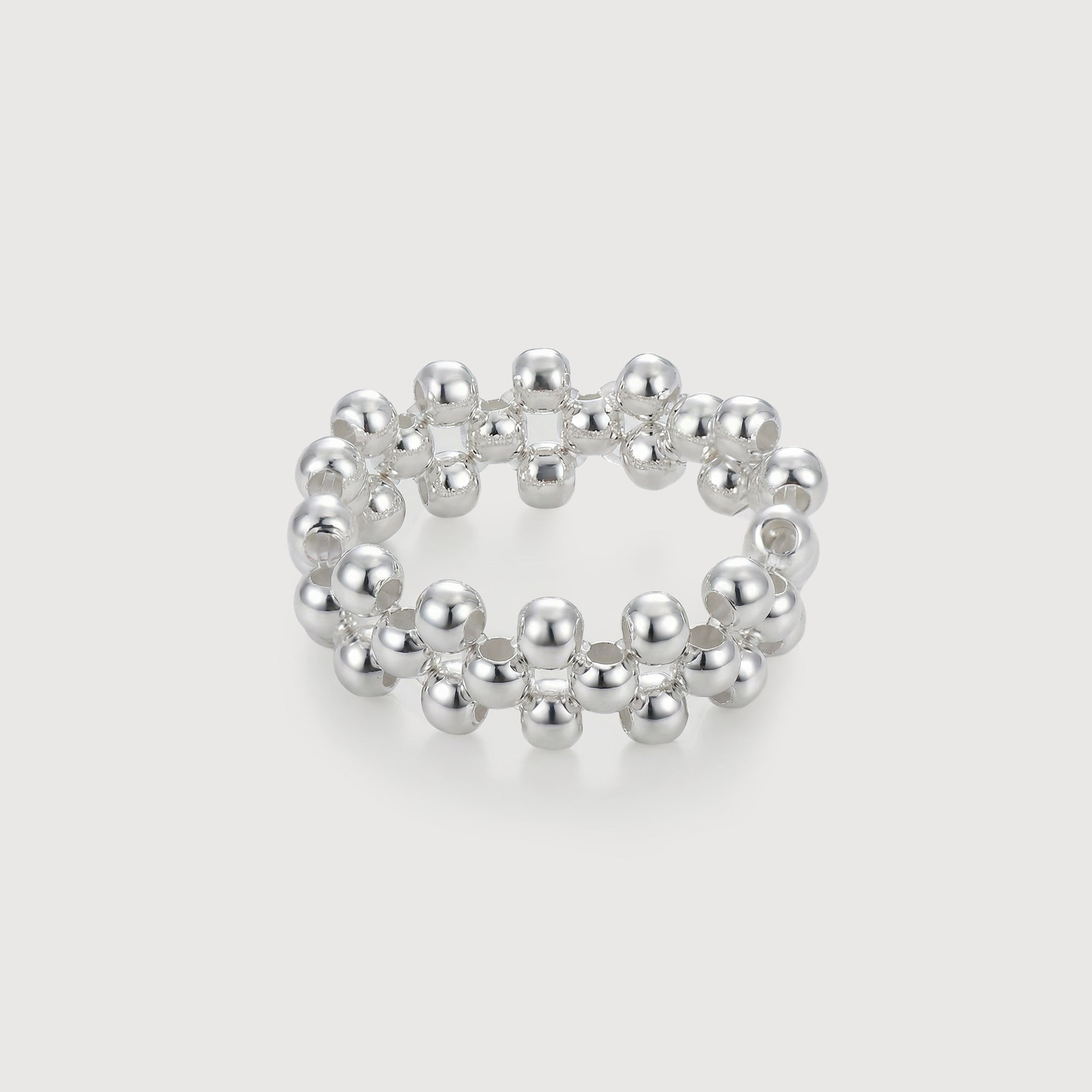 Silver Bead Open Ring