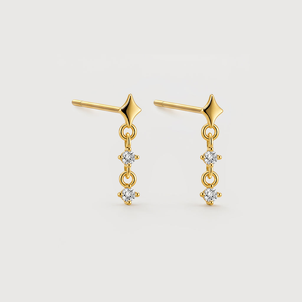 Star Zircon Drop Earrings