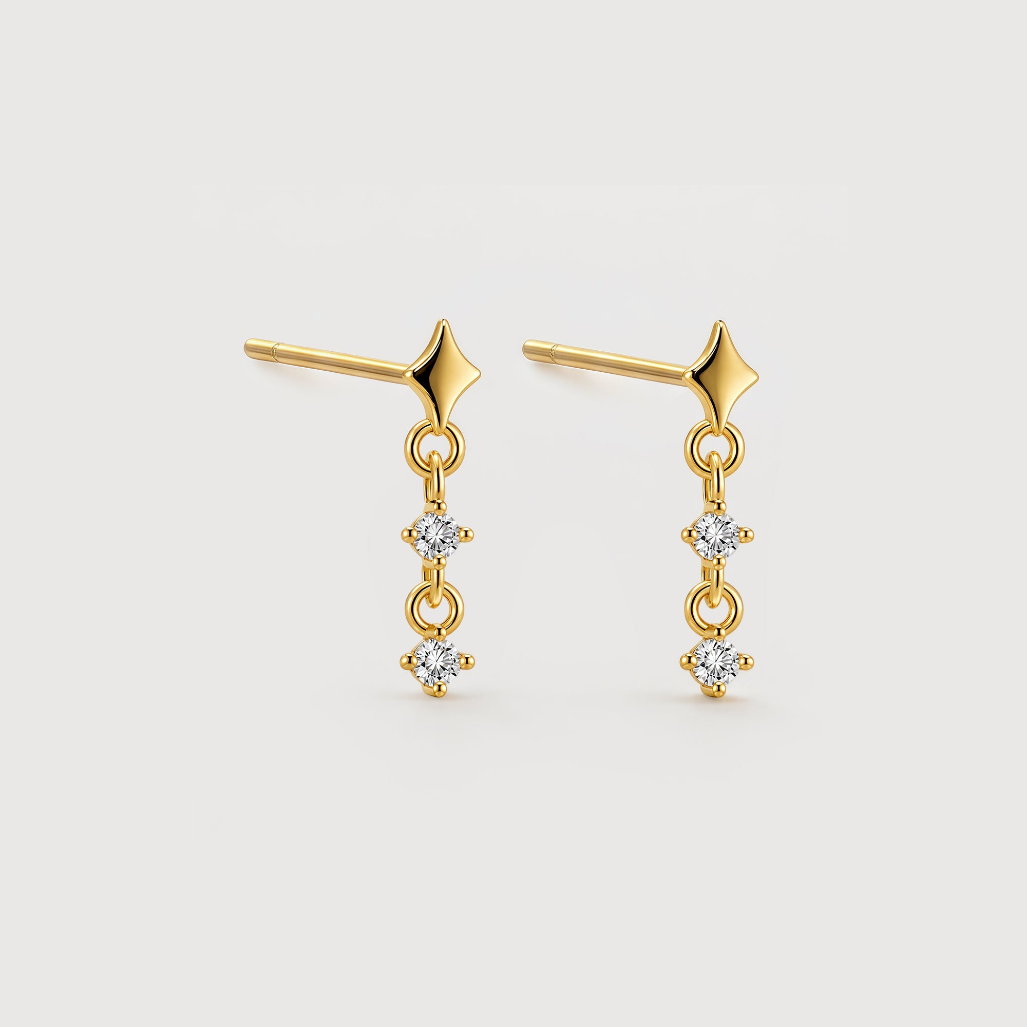 Star Zircon Drop Earrings