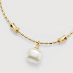 Golden Pearl Charm Necklace