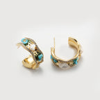 Azure Pearl Hoop Earrings