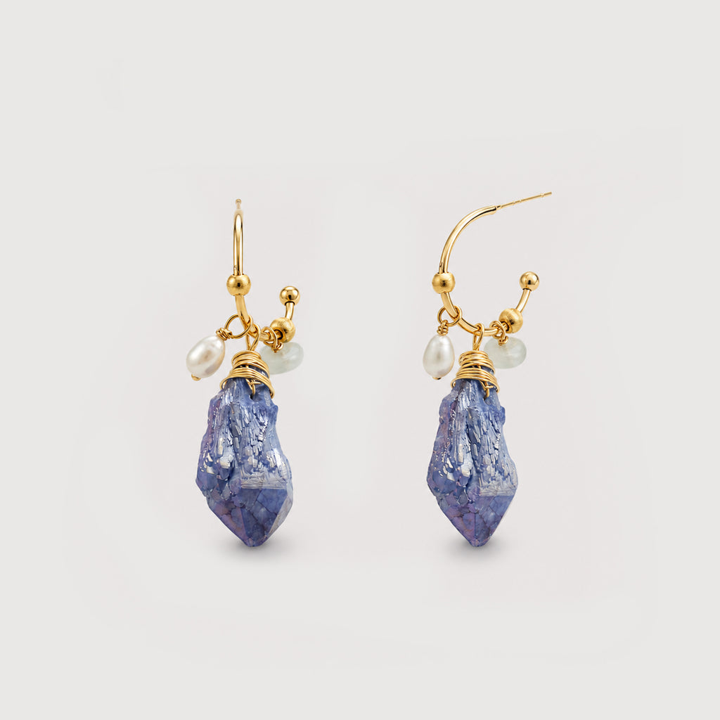 Gold Kyanite Pearl Studs