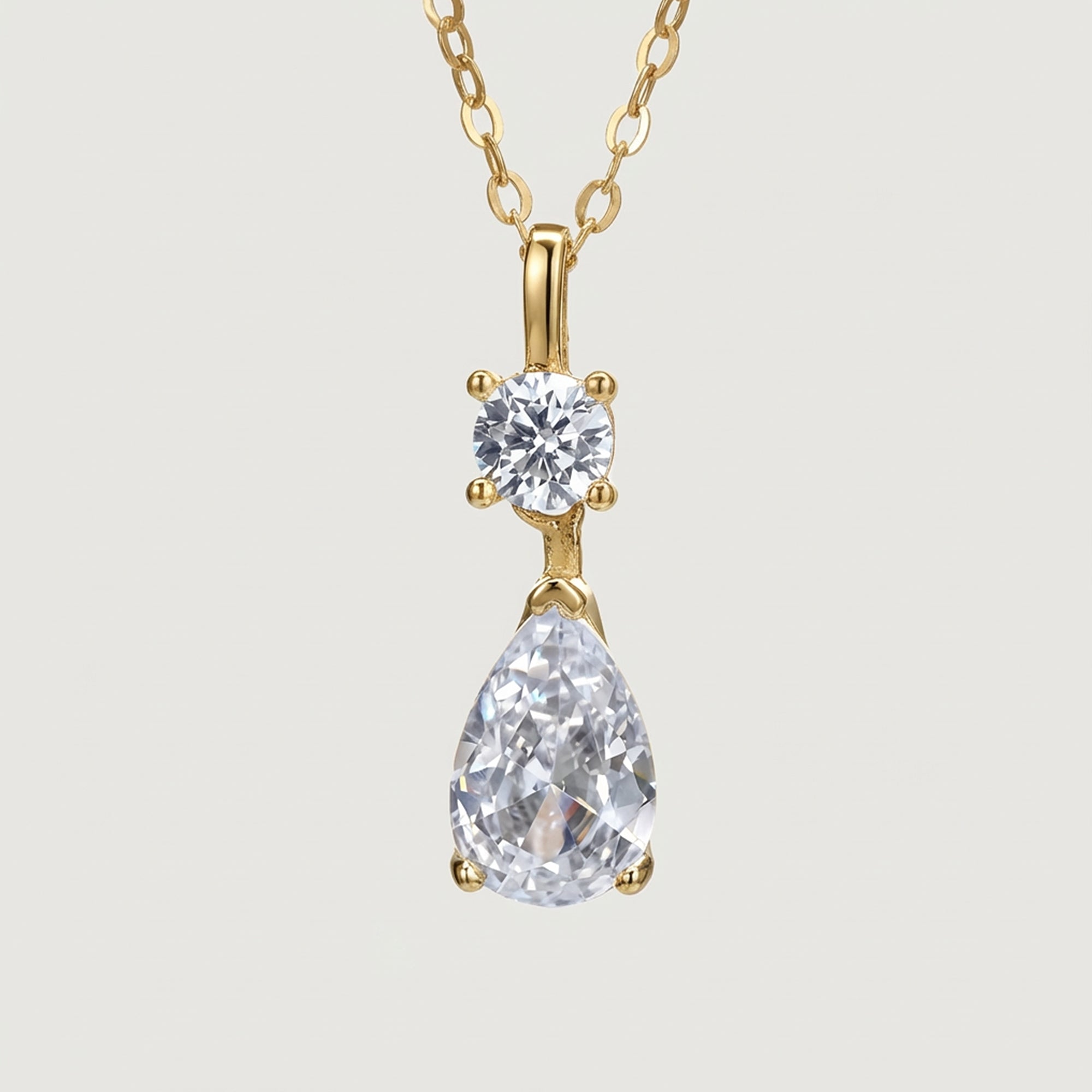 Elegant Pear-Cut Zirconia Drop Necklace