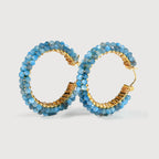 Blue Agate Hoop Earrings