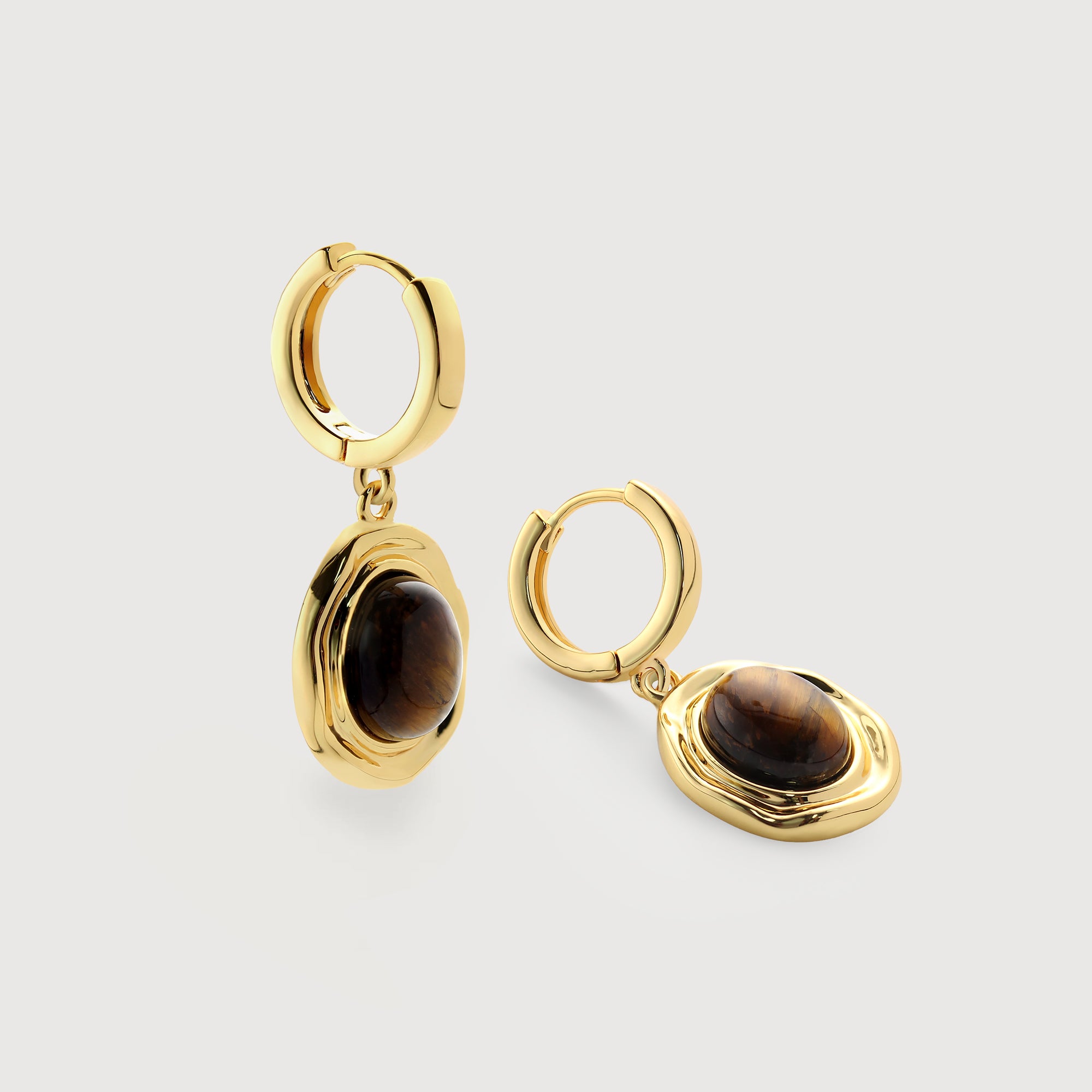 Tiger Eye Drop Hoops