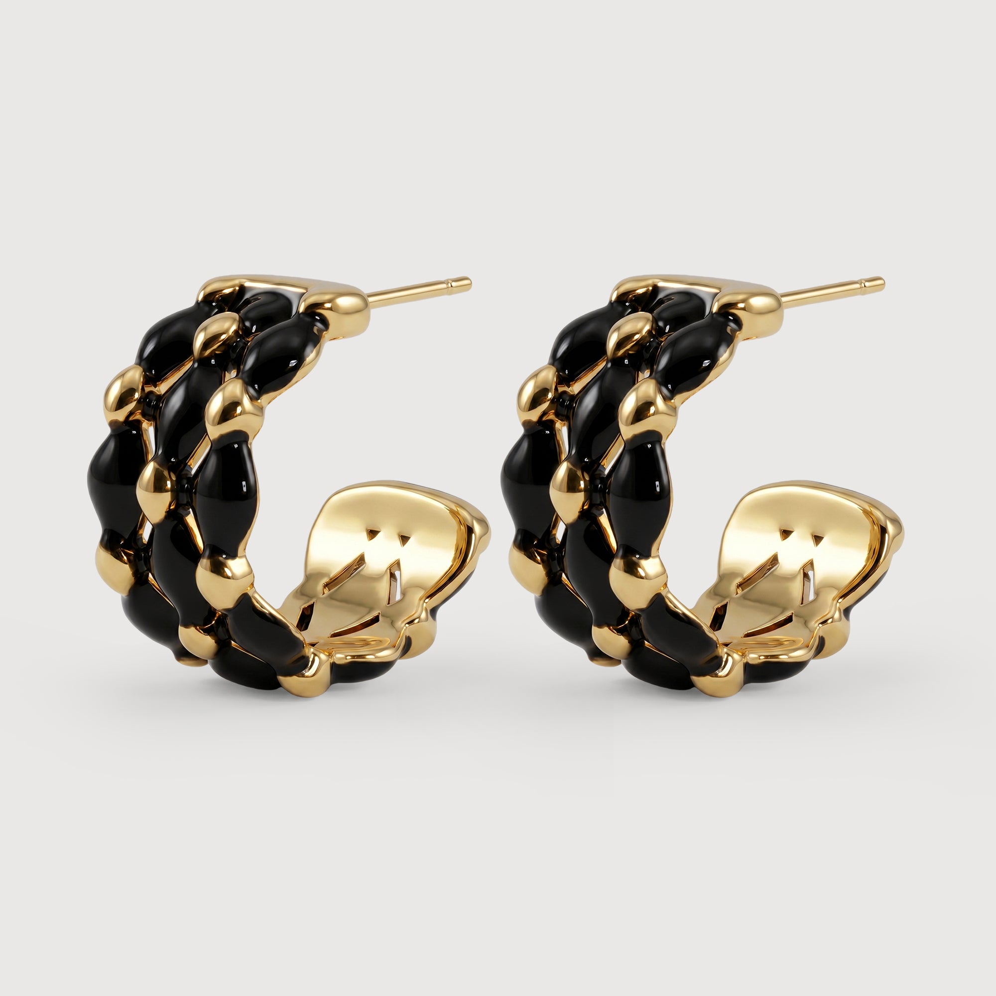 Black Enamel Hoop Earrings