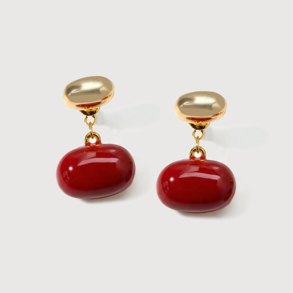 Red Enamel Drop Earrings