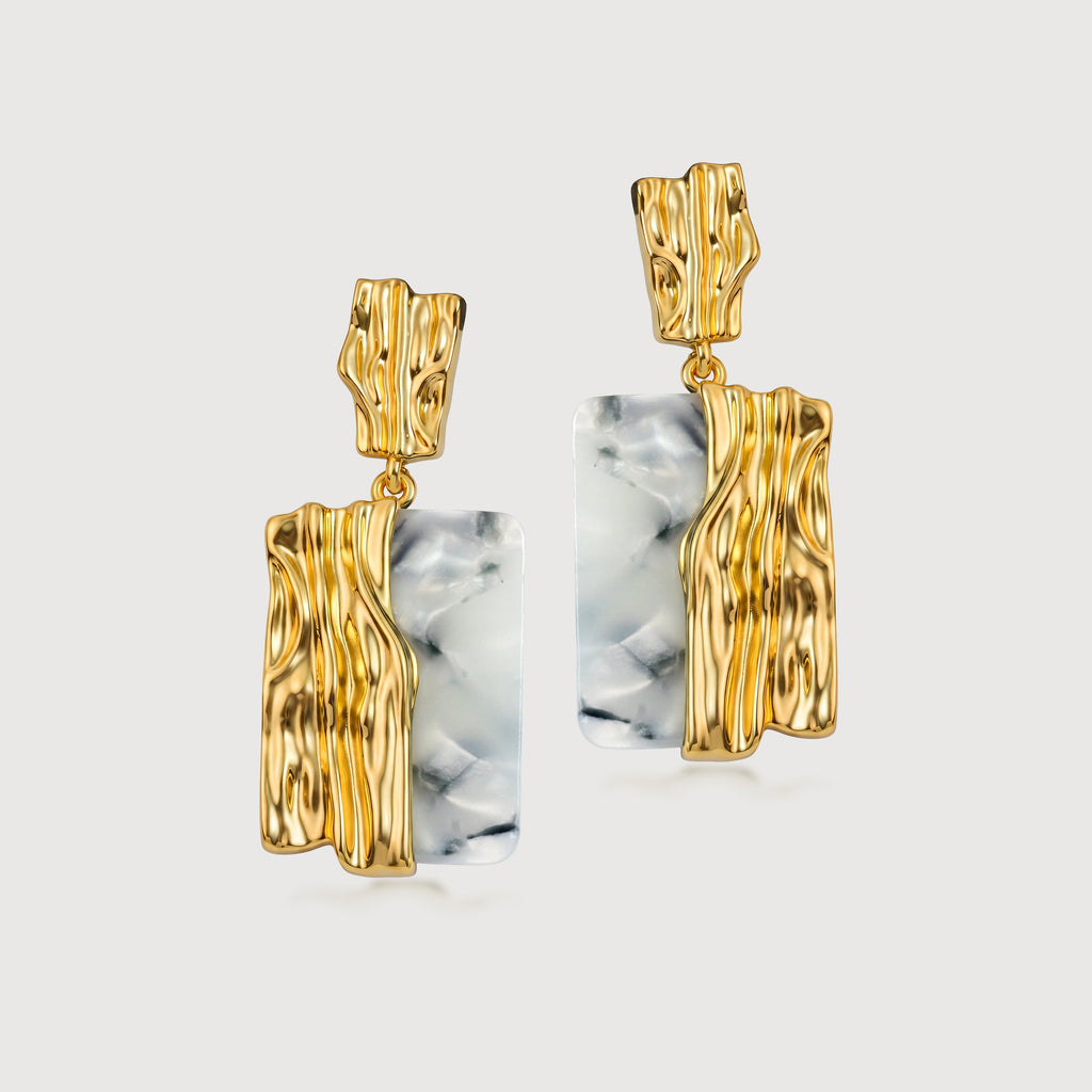 Marble Gold Drop Earrings