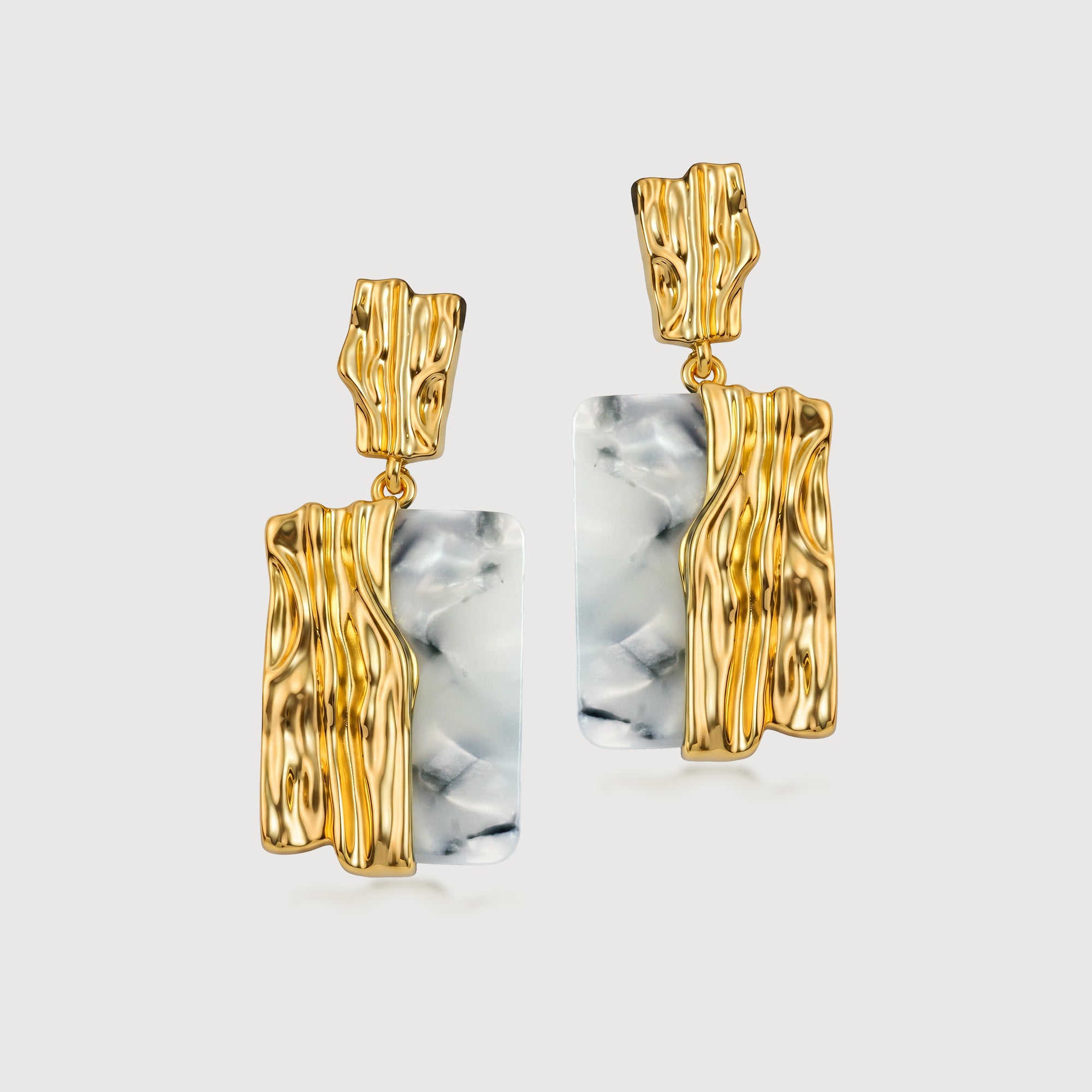 Marble Gold Drop Earrings