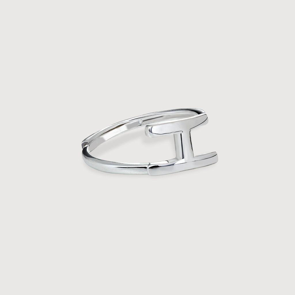 Silver H Open Ring