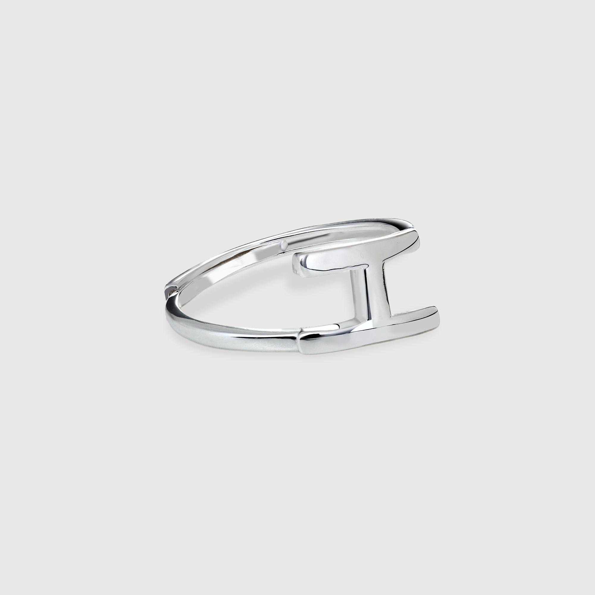 Silver H Open Ring