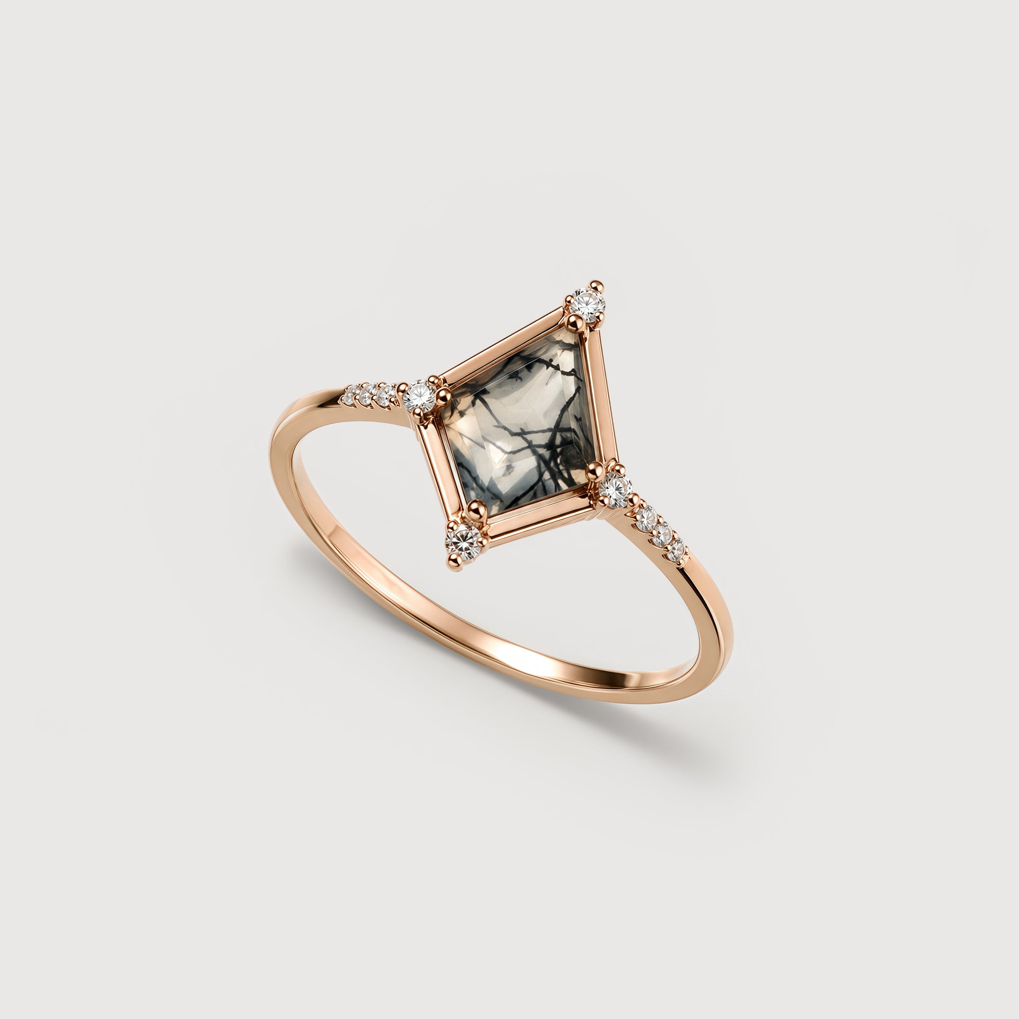 Moss Agate Radiant Ring