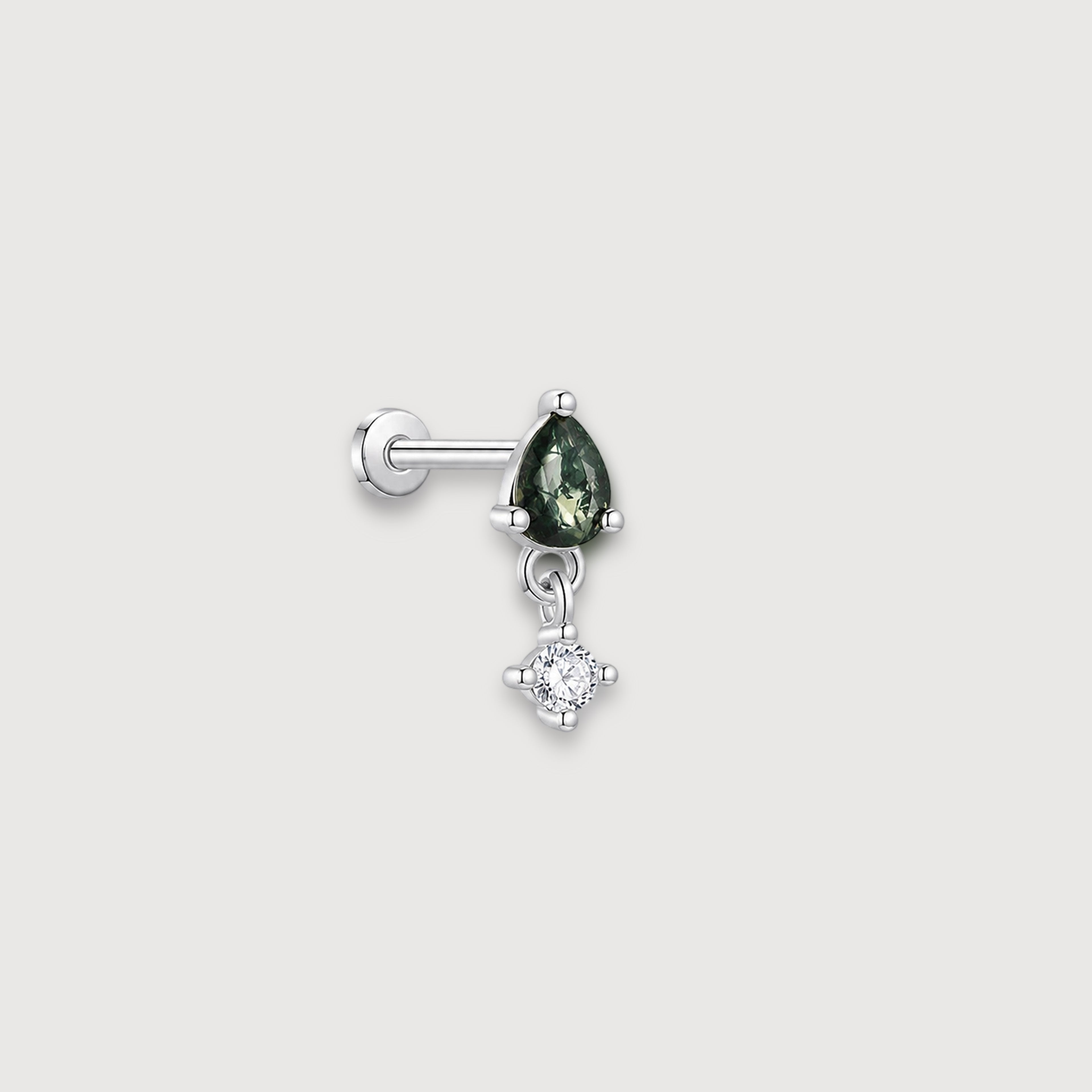 Moss Agate Drop Studs
