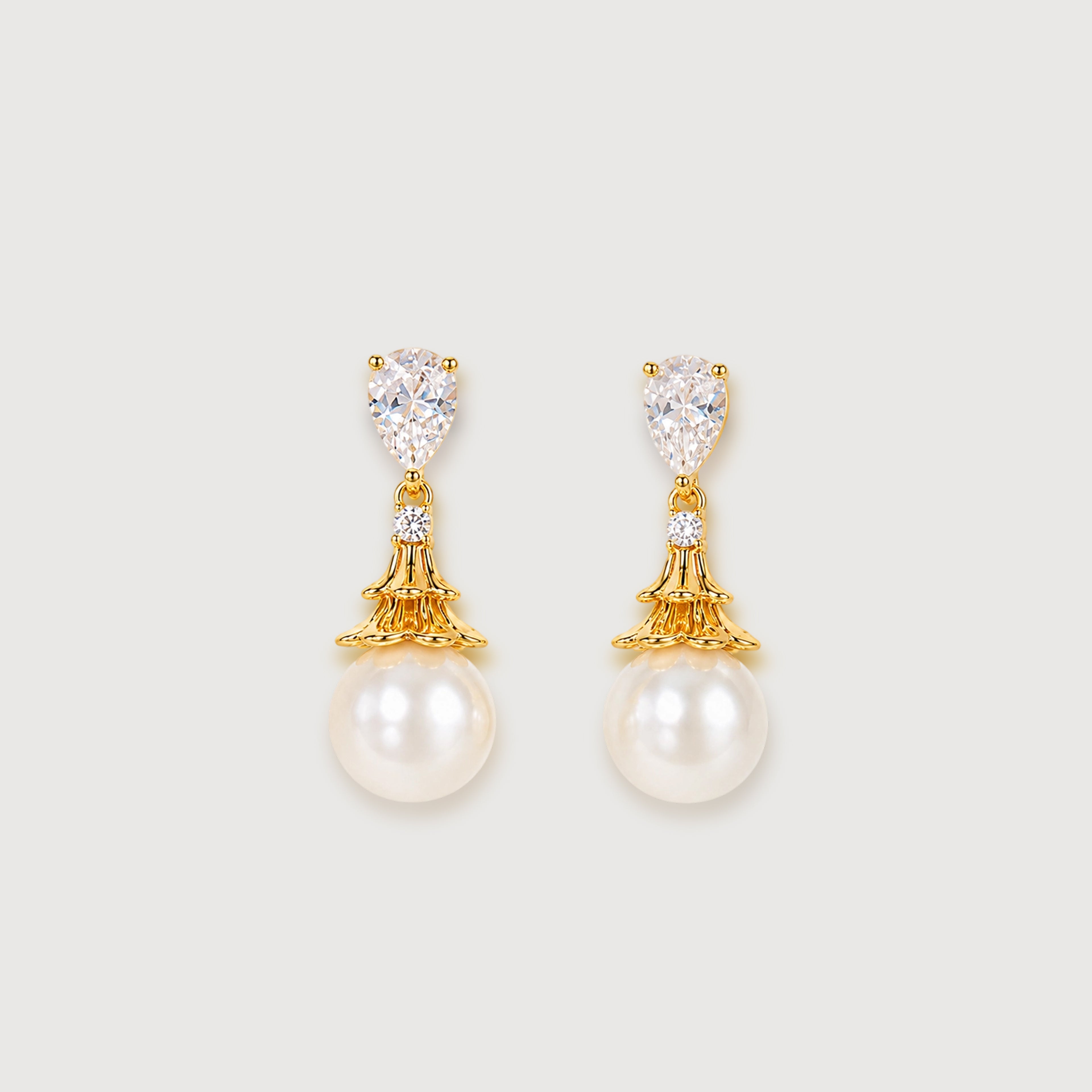 Pearl Zircon Drop Earrings