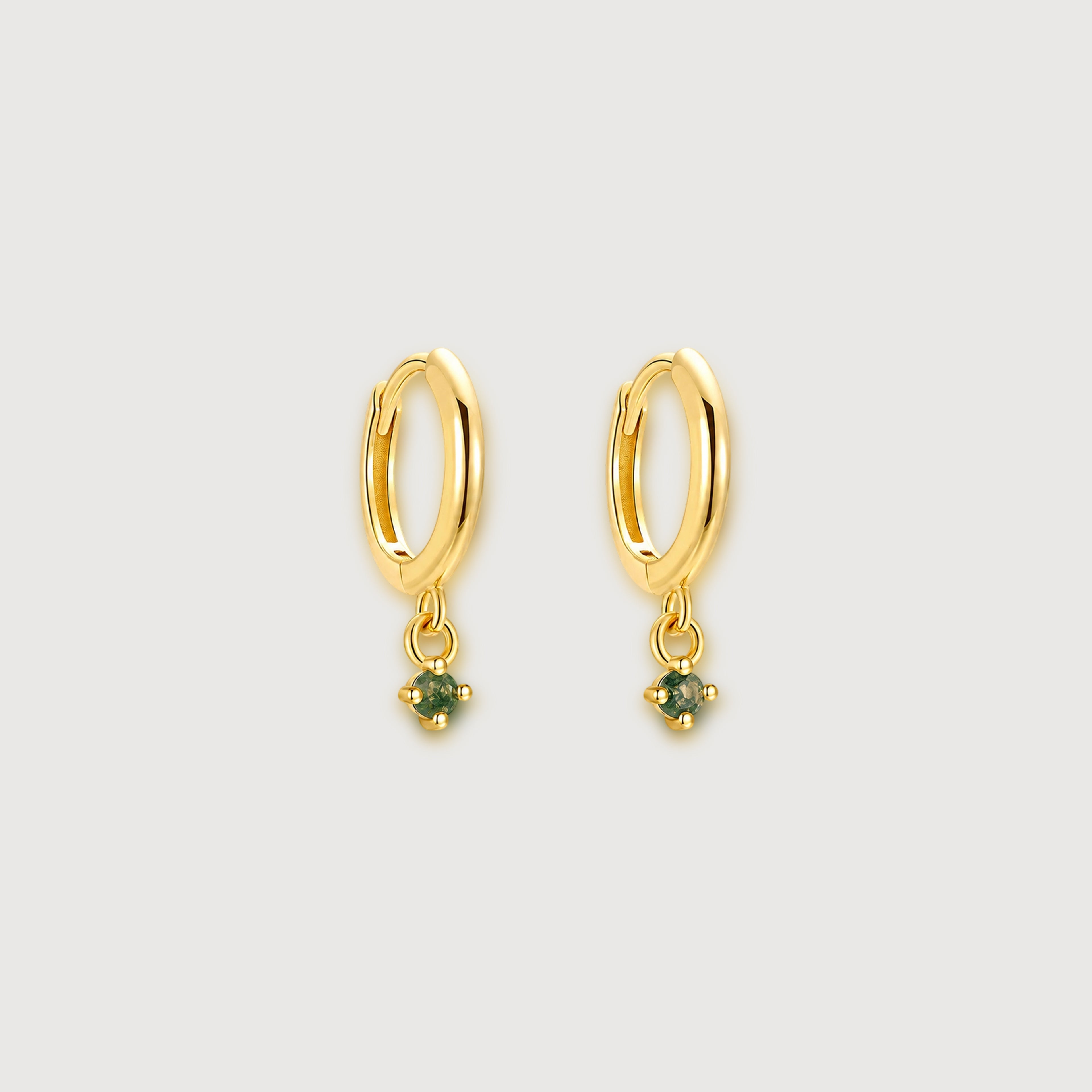 Moss Agate Huggie Earrings