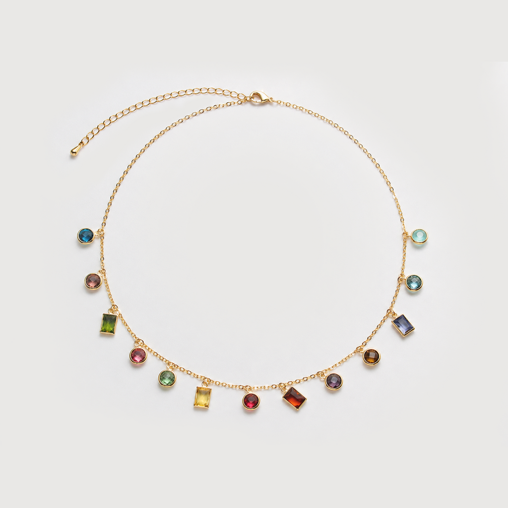Rainbow Crystal Charm Necklace