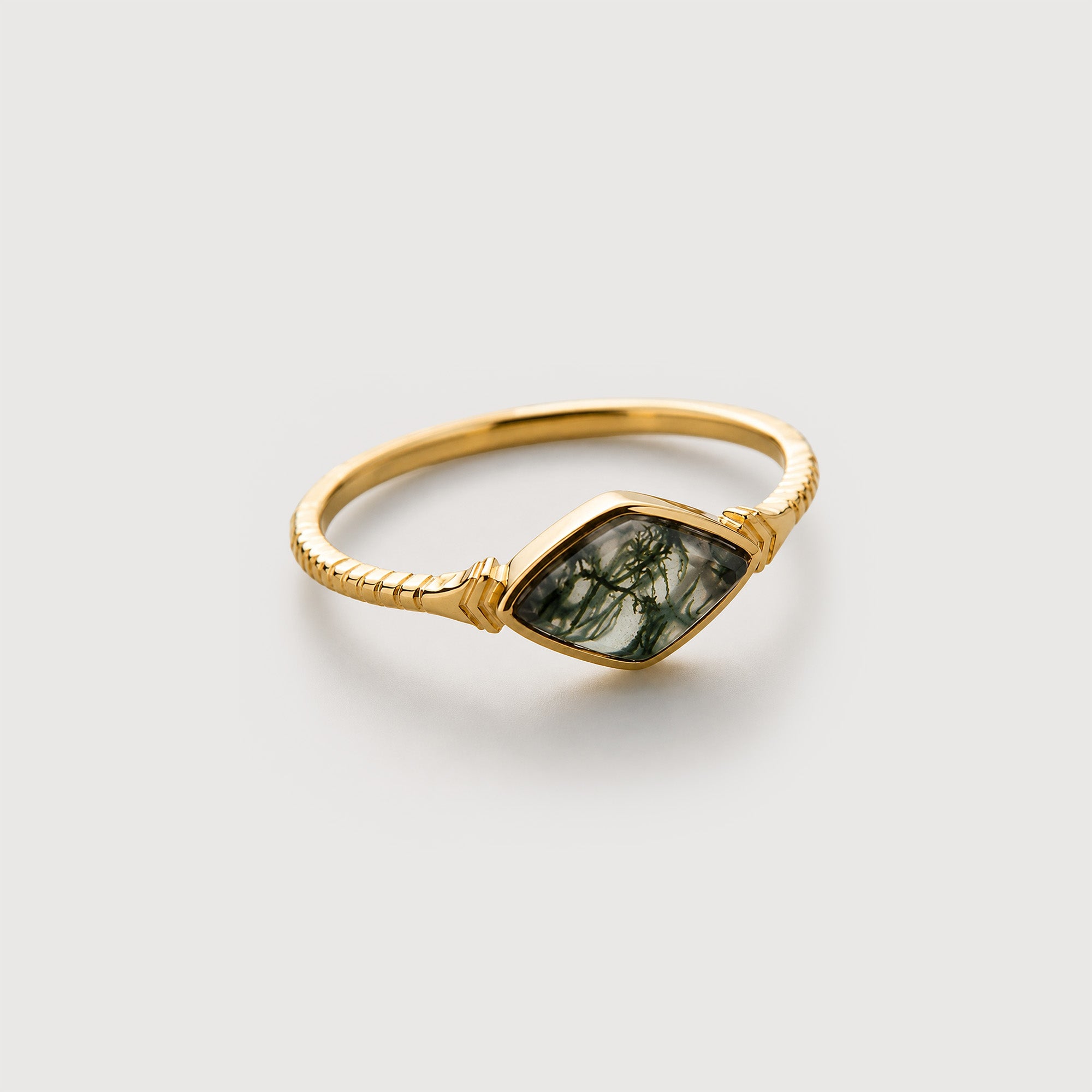 Moss Agate Gold Ring