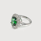 Green Zircon Halo Ring
