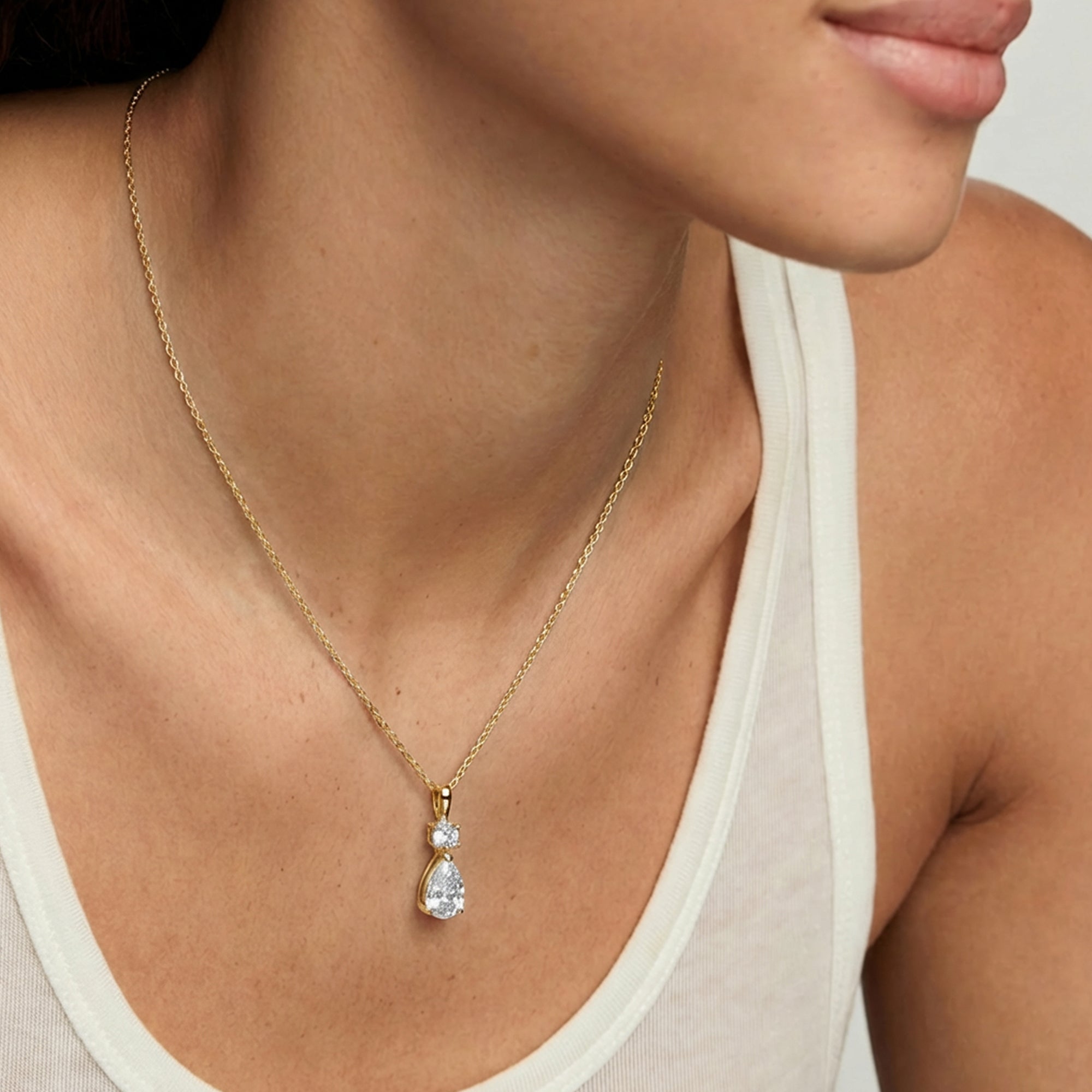 Elegant Pear-Cut Zirconia Drop Necklace