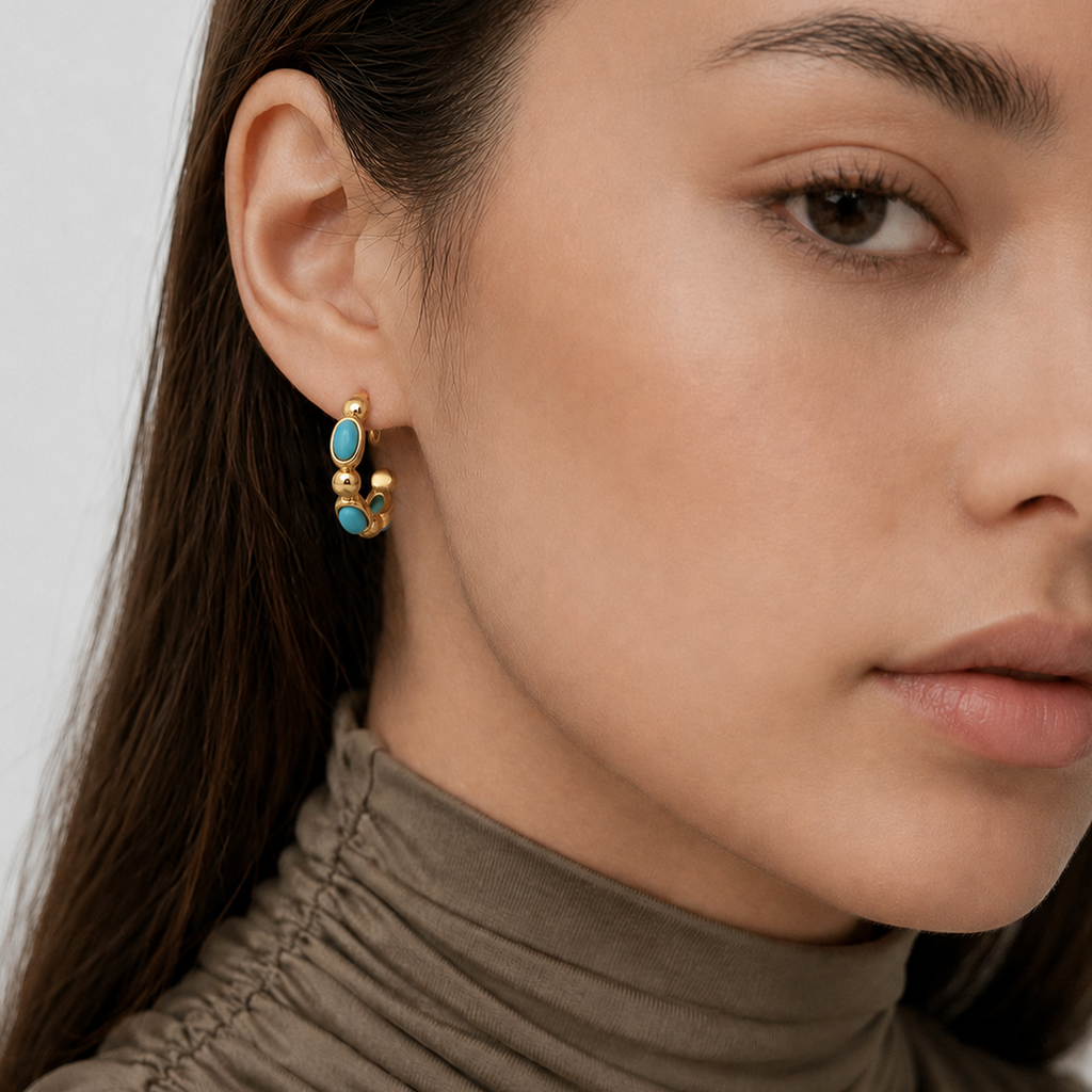Turquoise Dome Hoops