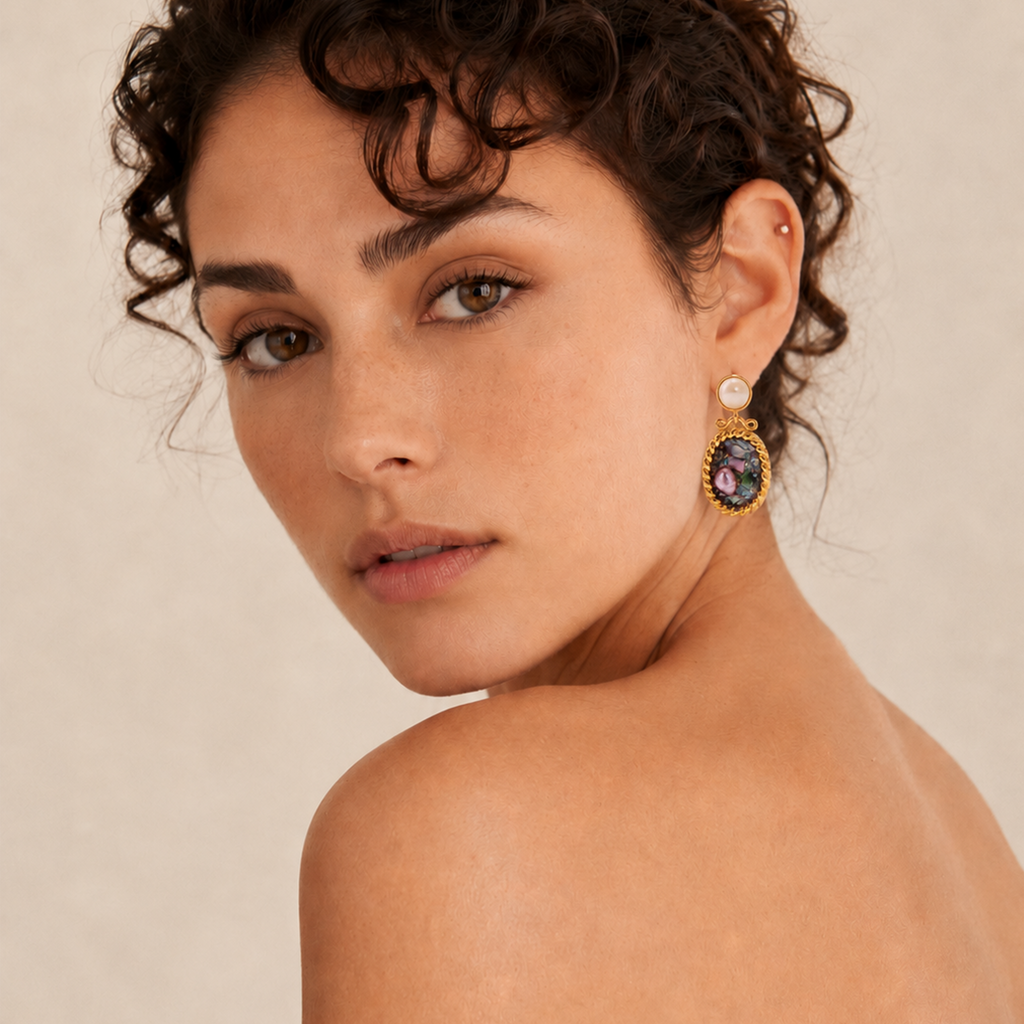 Mosaic Pearl Drop Studs