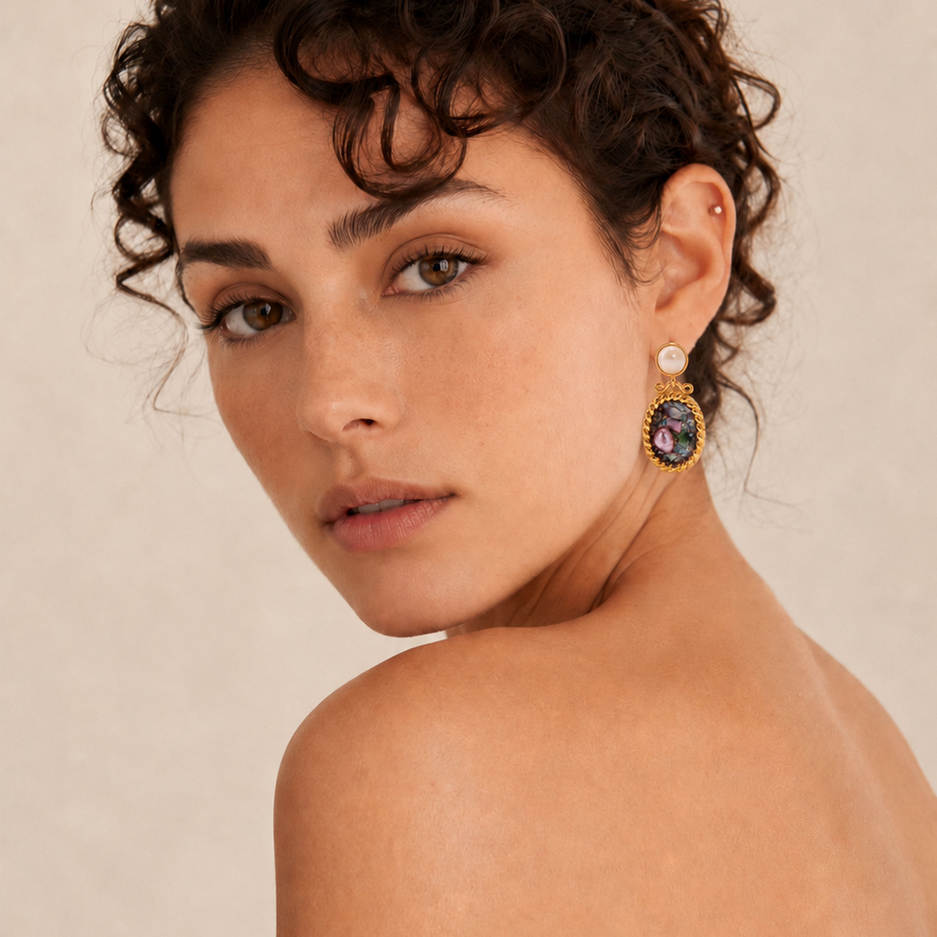 Mosaic Pearl Drop Studs