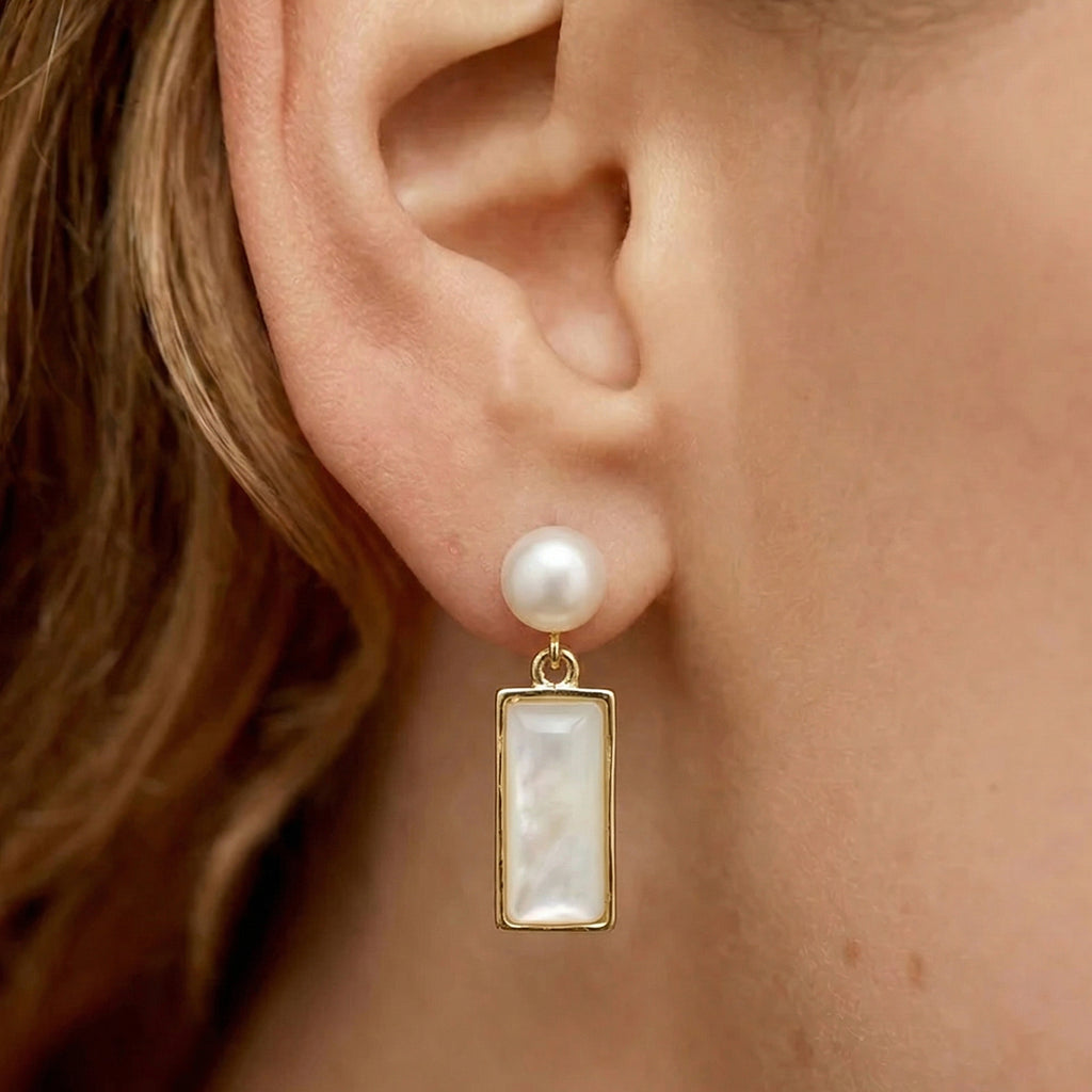 Pearl Bar Drop Earrings