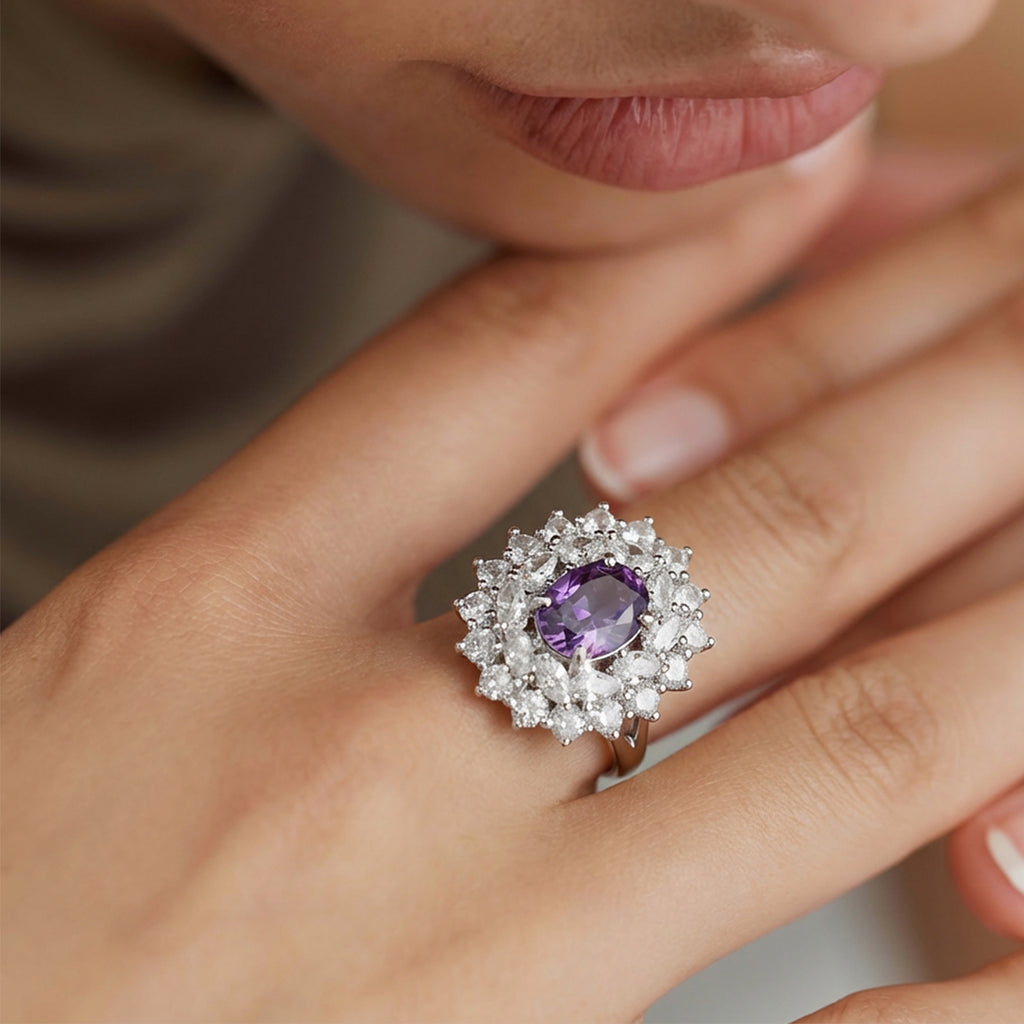 Purple Zircon Crown Ring