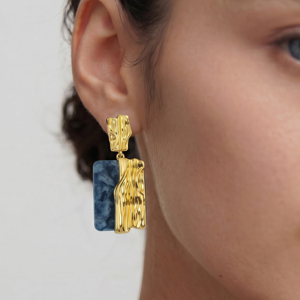 Marble Gold Drop Earrings
