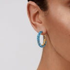 Blue Agate Hoop Earrings