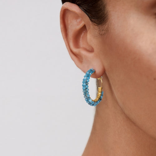Blue Agate Hoop Earrings