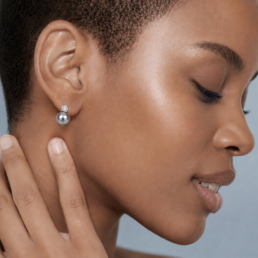 Grey Pearl Zircon Studs