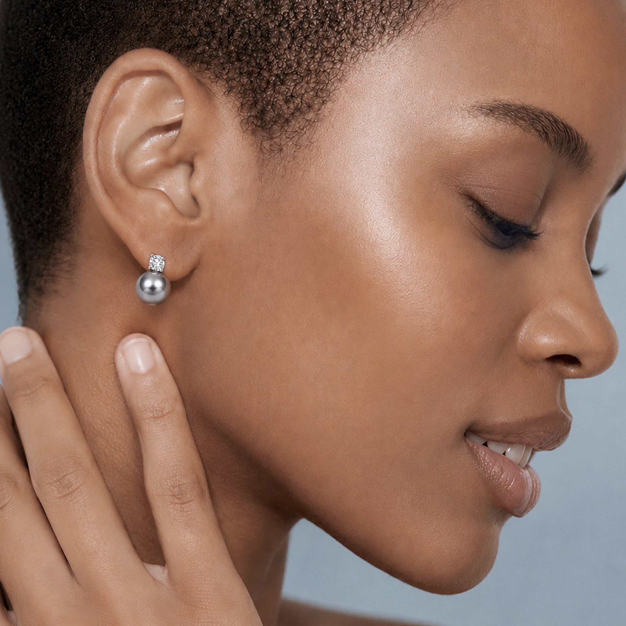 Grey Pearl Zircon Studs