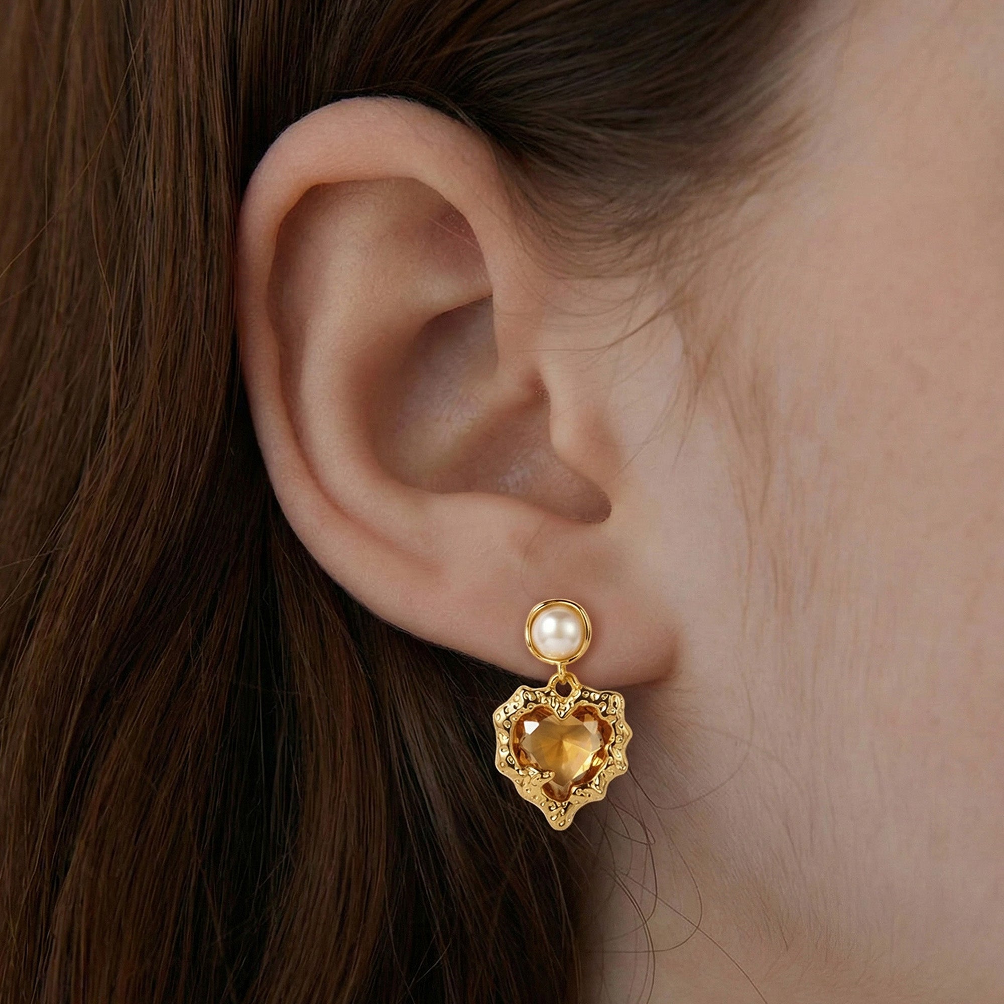 Pearl Heart Earrings