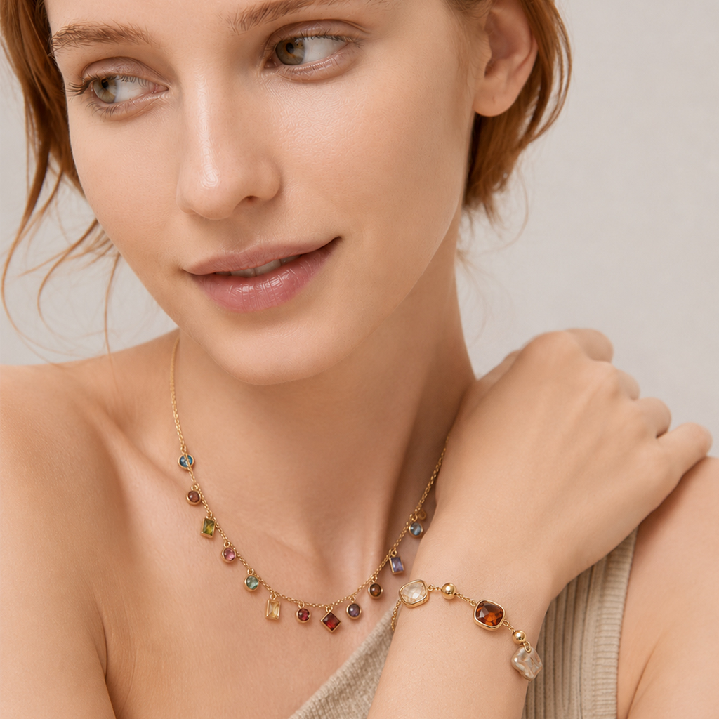 Rainbow Crystal Charm Necklace