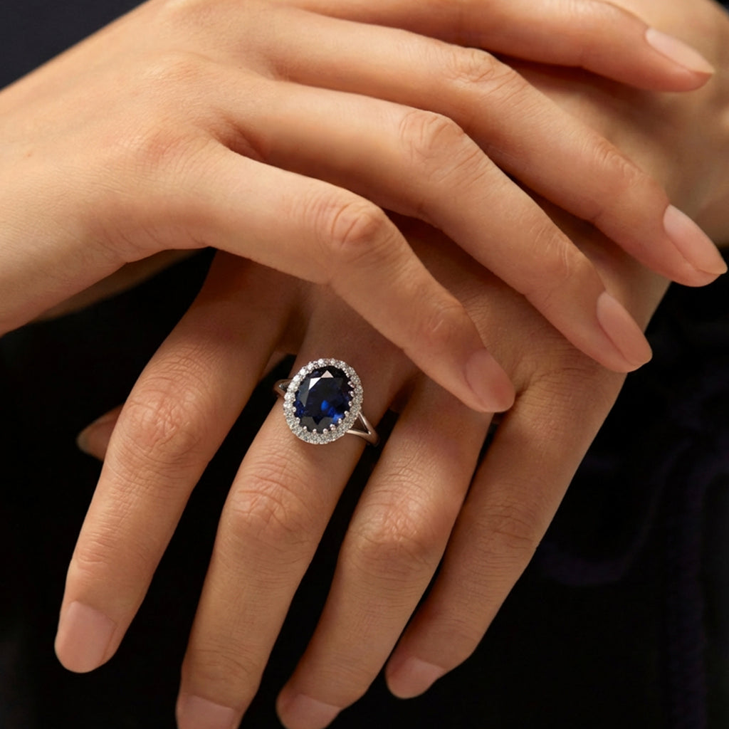 Dark Zircon Halo Ring