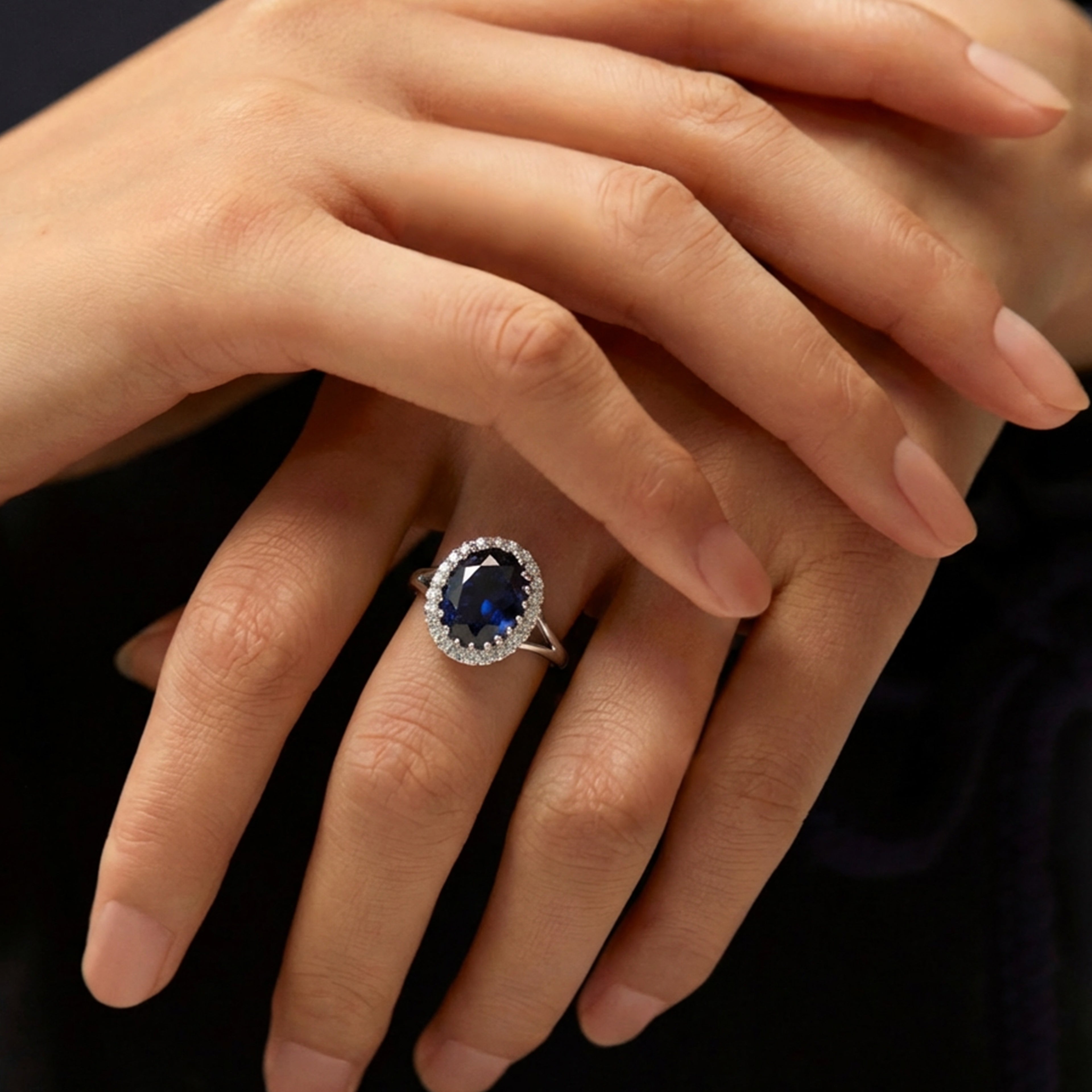 Dark Zircon Halo Ring