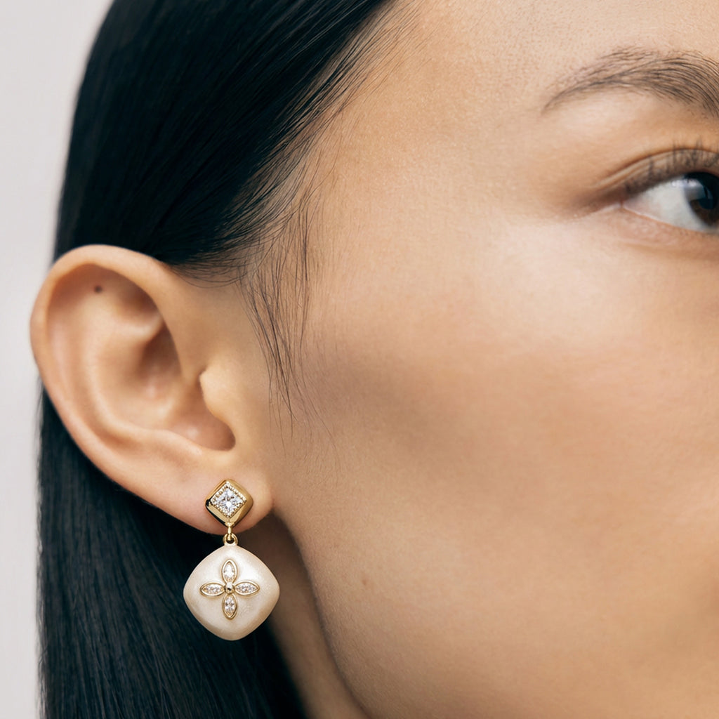 Gold Petal Drop Earrings