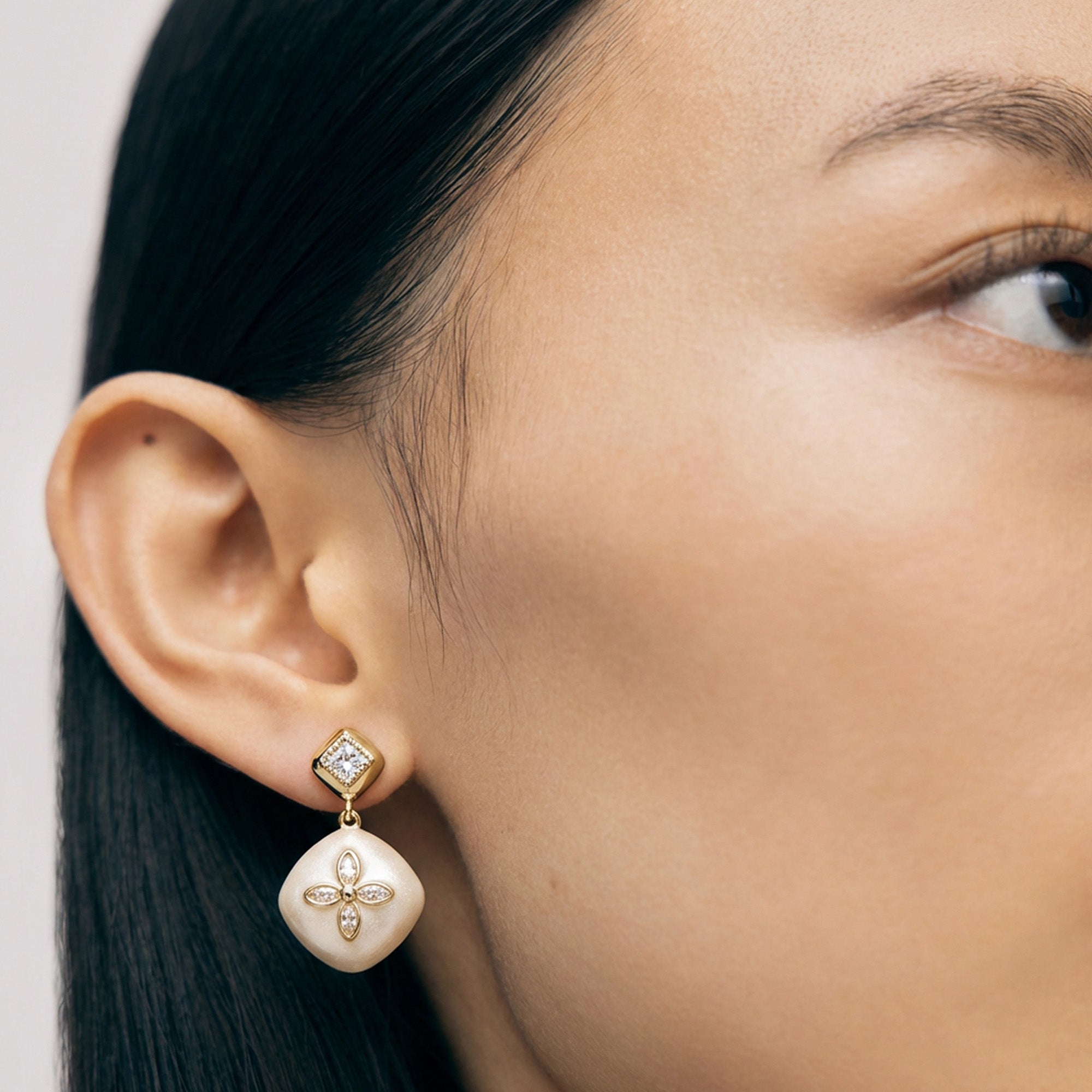 Gold Petal Drop Earrings