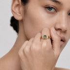 Moss Agate Halo Ring